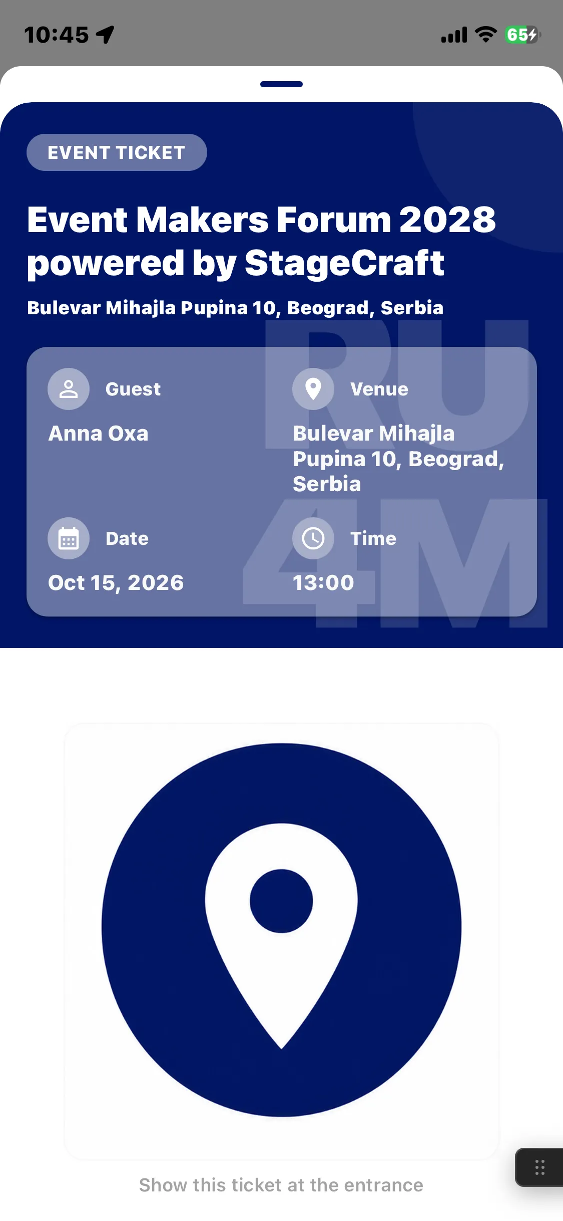 RU4M app — my events and tickets