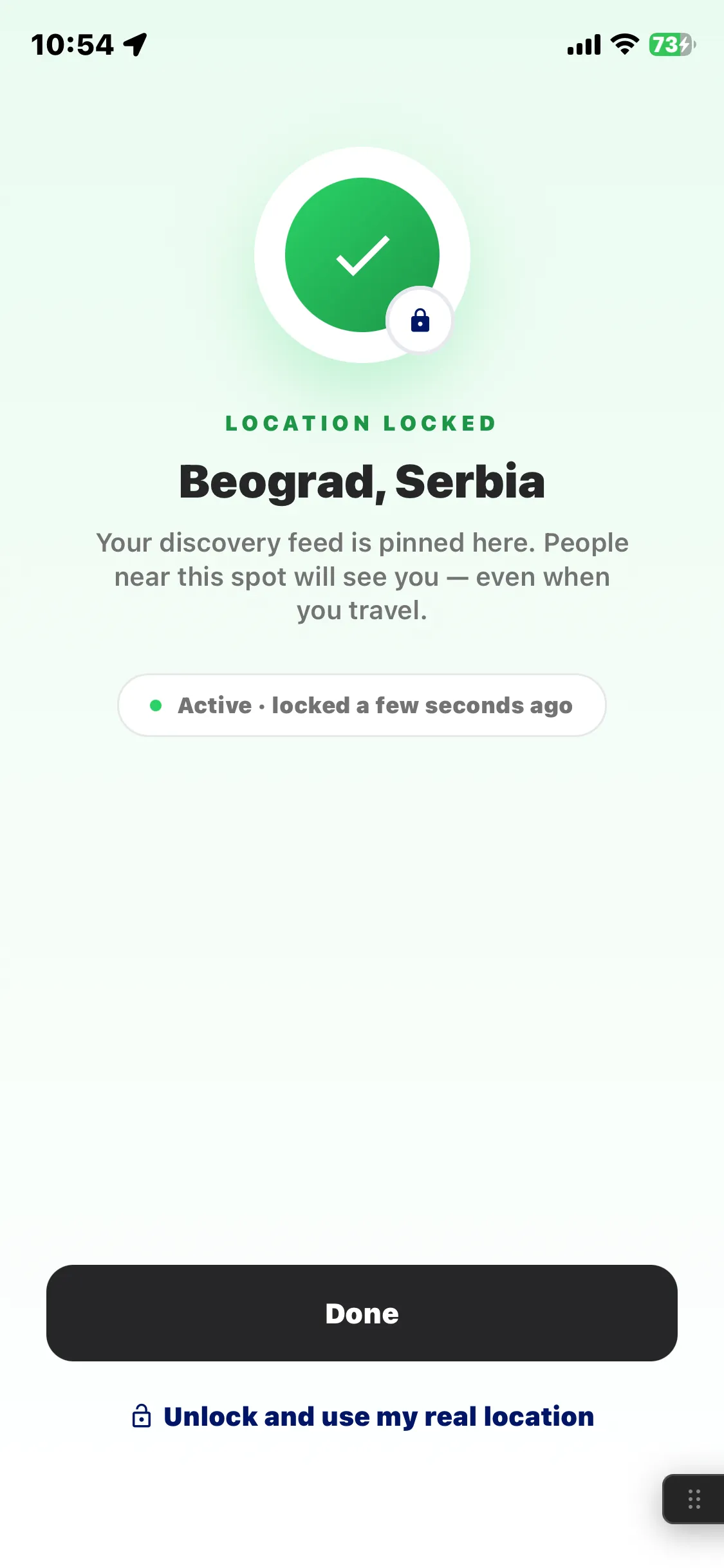 RU4M location-locked confirmation screen